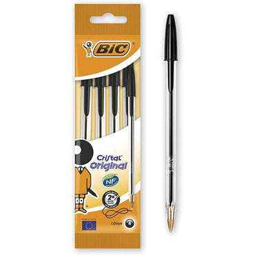 Bic Cristal Medium Ballpoint Pen 1.0mm Black / 4 Pieces - Karout Online -Karout Online Shopping In lebanon - Karout Express Delivery