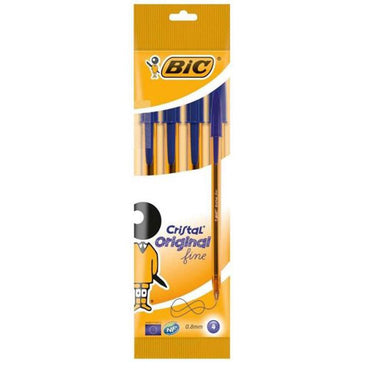 Bic Cristal Fine Ball Point Pen Blue 0.8mm / 4 Pieces - Karout Online -Karout Online Shopping In lebanon - Karout Express Delivery
