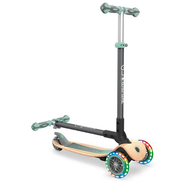 Globber Primo Foldable Scooter With Lights Wood Mint - Karout Online -Karout Online Shopping In lebanon - Karout Express Delivery