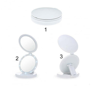 Eclipse Large LED Travel Round Cosmetic Foldable Mirror With LED Lighting - Karout Online -Karout Online Shopping In lebanon - Karout Express Delivery