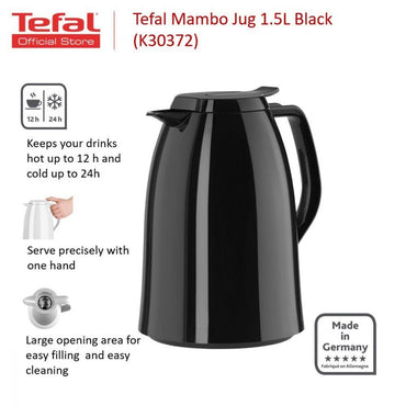Tefal Mambo Jug 1.5 L High Gloss Black / K3037212 - Karout Online -Karout Online Shopping In lebanon - Karout Express Delivery