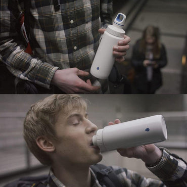 Tefal Drink 2 Go Light Steel Drop Blue Drinking Bottle Screw Lid 600 ml / K3194312 - Karout Online -Karout Online Shopping In lebanon - Karout Express Delivery