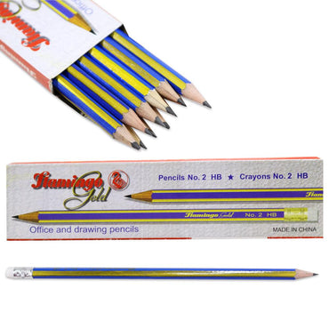 Flamingo Gold Pencils Set (12 Pcs) / P-348 - Karout Online -Karout Online Shopping In lebanon - Karout Express Delivery