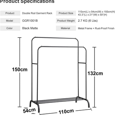 (Net) Double Pole Hanger Strong Steel Structure Laundry Rack Cloth Organizer Hanger 5089 / 2112345678924
