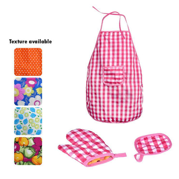 Set Of Pot Pad Heat Proof Gloves And Kitchen Apron.