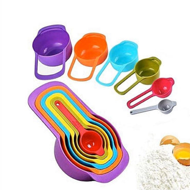 Graduated Plastic Measuring Cups and Spoons Set ( 6 Pcs) / 22FK097 - Karout Online -Karout Online Shopping In lebanon - Karout Express Delivery