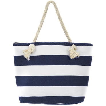Beach Bag / J-313 Striped Navy & White Summer