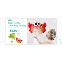 Cute Crab Bubble Machine Automatic Blowing Bubble With Music Baby Bath Funny / 860005