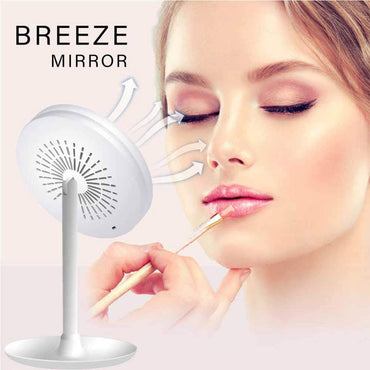 Makeup Mirror with LED Light 5X Magnification Mirror Built-In Fan - Karout Online -Karout Online Shopping In lebanon - Karout Express Delivery