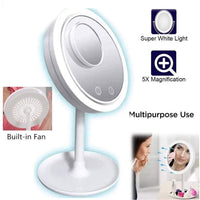 LED Mirror Makeup Mirror with Fan and Light Built in - Karout Online -Karout Online Shopping In lebanon - Karout Express Delivery