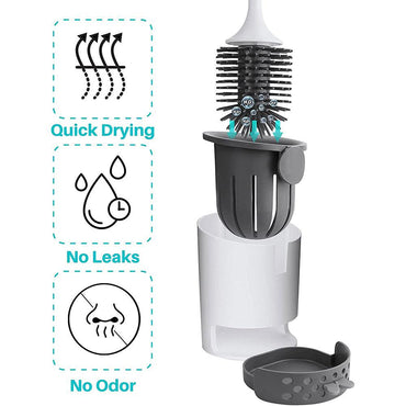 Yakut Silicone Toilet Brush and Container with Quick Drying Holder Set for Bathroom Toilet - Karout Online -Karout Online Shopping In lebanon - Karout Express Delivery