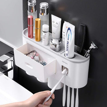 **NET**Wall mounted Magnetic Toothbrush Holder Automatic Toothpaste Dispenser Bathroom Accessories