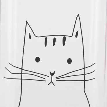 **NET**Clear Square Tall Glass Drinkware Cup Printed Cute Animal Pattern 400ml / 9961409446046