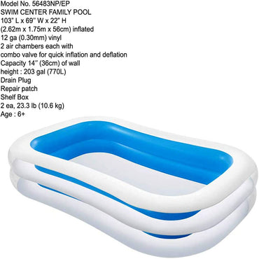 (NET) Intex 56483 Swim Center Inflatable Family Swimming Pool
