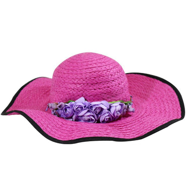 Foldable Wide Brim Women Hat Fuchsia Summer