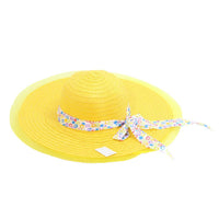 Straw Chiffon Wide Brim Hat.