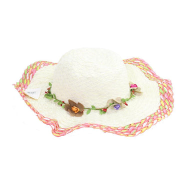 Straw Hat Flower Designed Wide Brim Women Hat.