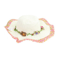 Straw Hat Flower Designed Wide Brim Women Hat.