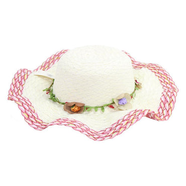 Straw Hat Flower Designed Wide Brim Women Hat.