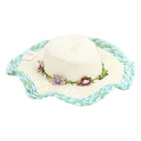 Straw Hat Flower Designed Wide Brim Women Hat.