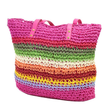 Multi Color Straw Beach Bag.