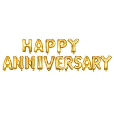 Happy Anniversary Helium Balloon 16 Pcs Q-528 Gold Birthday & Party Supplies