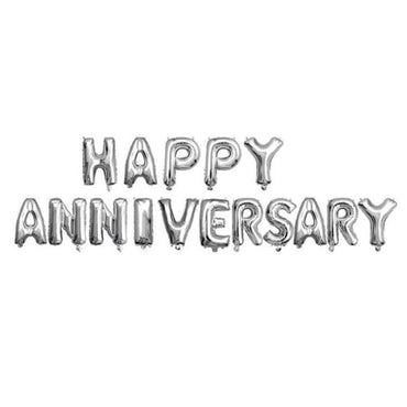 Happy Anniversary Helium Balloon 16 Pcs Q-528 Silver Birthday & Party Supplies