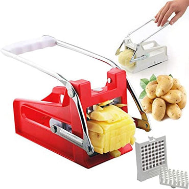 STAINLESS POTATO CHIPPER FRENCH FIRES SLICER CHIP CUTTER CHOPPER MAKER 2 BLADES - Karout Online -Karout Online Shopping In lebanon - Karout Express Delivery