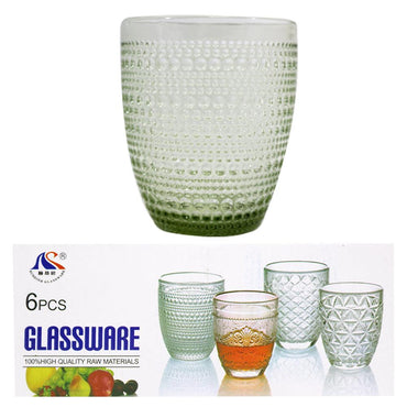 Set of Rounded Dotted Glass Cups ( 6 Pcs) / MW-449 - Karout Online -Karout Online Shopping In lebanon - Karout Express Delivery