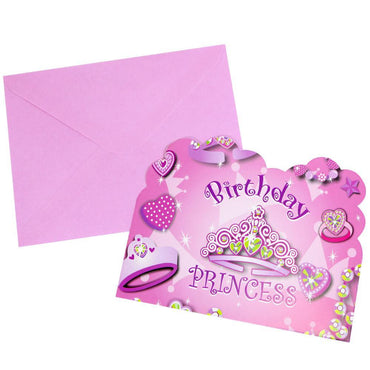 Birthday- Birthday Princess Invitation Cards (6 Pcs) / E-497 Birthday & Party Supplies