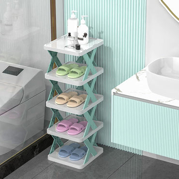 5 layer Stackable Shoe Storage Box Entryway Shelf Box Plastic Shoe Cabinet Space Saver / 23FK056-1