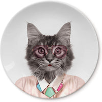 Mustard Ceramic Dinner Plate Cool Cat 23 cm