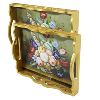 Gold Wooden Tray (2 Pcs) / M-382 / 53792 - Karout Online -Karout Online Shopping In lebanon - Karout Express Delivery