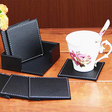 Squared Leather Coaster Set ( 6 Pcs) / 801142 - Karout Online -Karout Online Shopping In lebanon - Karout Express Delivery