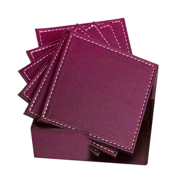 Squared Leather Coaster Set ( 6 Pcs) / 801142 - Karout Online -Karout Online Shopping In lebanon - Karout Express Delivery