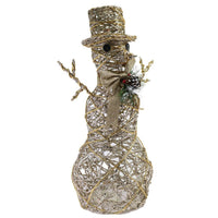 Christmas Gold Glittery Light Up Snow Man 55 cm.