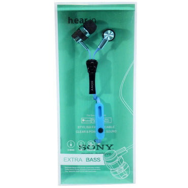 Sony Earphone Extra Bass Stereo Blue Phone Acce