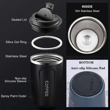 Double Walled Stainless Steel Travel Coffee Mug Vacuum Insulated Reusable Coffee Tumbler Cup 380ml