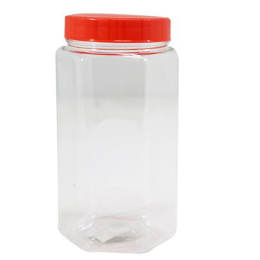 Hexagon Transparent Plastic Jar / 076 - Karout Online -Karout Online Shopping In lebanon - Karout Express Delivery