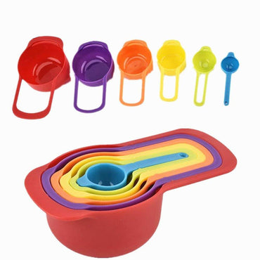 Graduated Plastic Measuring Cups and Spoons Set ( 6 Pcs) / 22FK097 - Karout Online -Karout Online Shopping In lebanon - Karout Express Delivery