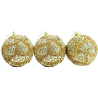 Christmas Gold 8 cm Glittered Sprinkle Balls Tree Decoration Set (3 Pcs) - Karout Online -Karout Online Shopping In lebanon - Karout Express Delivery