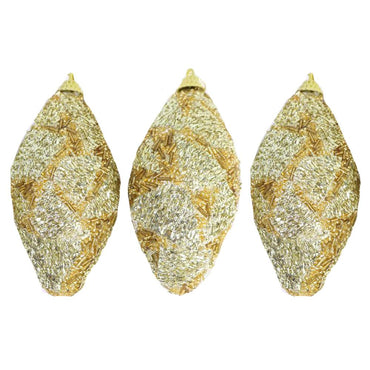Christmas Gold Sprinkle Cone Ball Tree Decoration Set (3pcs) - Karout Online -Karout Online Shopping In lebanon - Karout Express Delivery