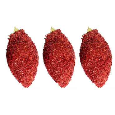 Christmas Red Cone Ball Tree Decoration Set (3pcs) - Karout Online -Karout Online Shopping In lebanon - Karout Express Delivery