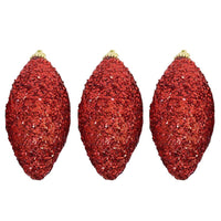 Christmas Red Glittered Cone Ball Tree Decoration Set (3pcs) - Karout Online -Karout Online Shopping In lebanon - Karout Express Delivery