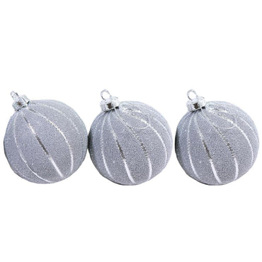 Christmas Silver 8 cm Balls Tree Decoration Set (3 Pcs) - Karout Online -Karout Online Shopping In lebanon - Karout Express Delivery