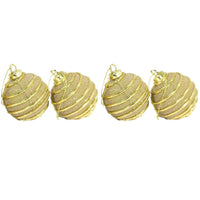 Christmas Striped Gold Balls Tree Decoration Set (4 Pcs) - Karout Online -Karout Online Shopping In lebanon - Karout Express Delivery