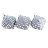 Christmas Oval Silver Striped Balls Tree Decoration Set (3 Pcs) - Karout Online -Karout Online Shopping In lebanon - Karout Express Delivery