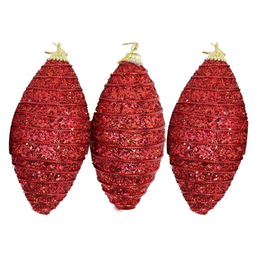 Christmas Red Cone Striped Ball Tree Decoration Set (3pcs)