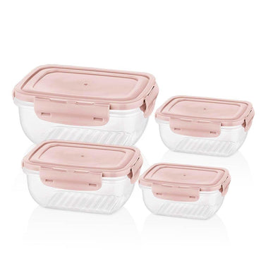 Bager Cook &Lock Colored Cover Rectangular Storage Container Set 4 Pcs - Karout Online -Karout Online Shopping In lebanon - Karout Express Delivery