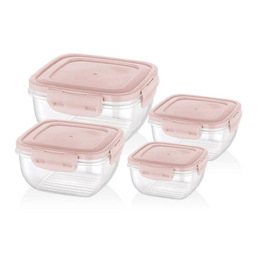 Bager Cook &Lock Colored Cover Square Storage Container Set 4 Pcs - Karout Online -Karout Online Shopping In lebanon - Karout Express Delivery